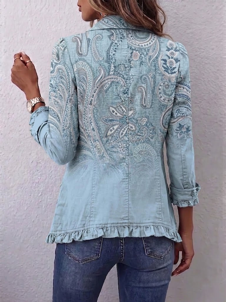 Isabella | Chaqueta Rizada con Estampado Paisley Retro