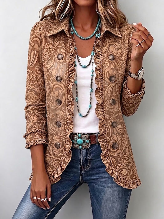 Chaqueta Vintage Bohemia con Estampado Floral Rizado Madison