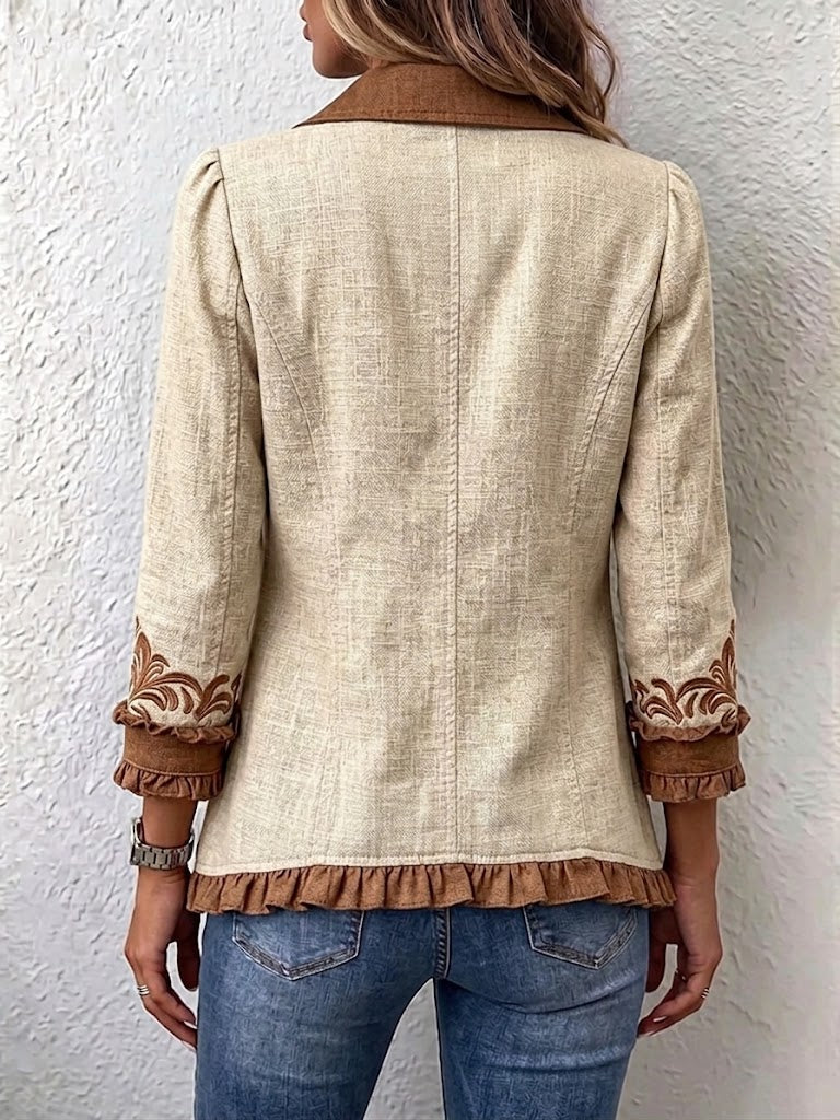 Scarlett | Chaqueta Bohemia Vintage Floral con Detalles de Volantes