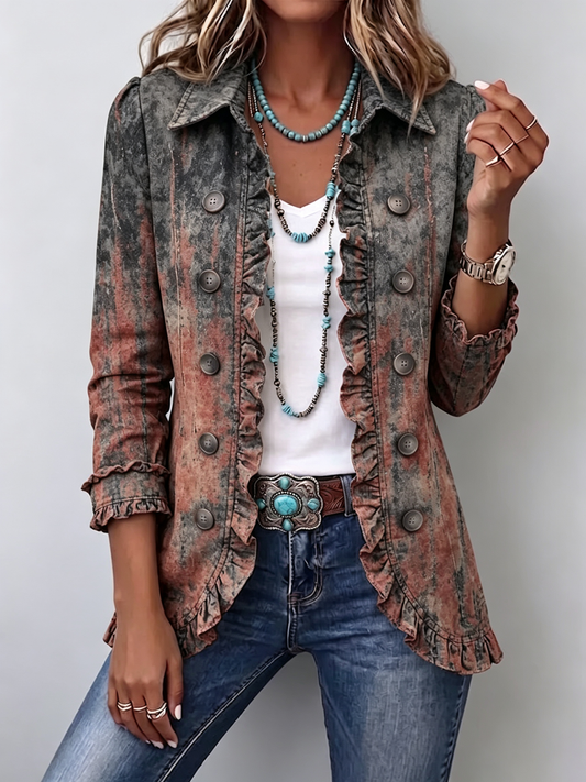 Chaqueta Vintage Zoey con Estampado Gradiente Texturizado