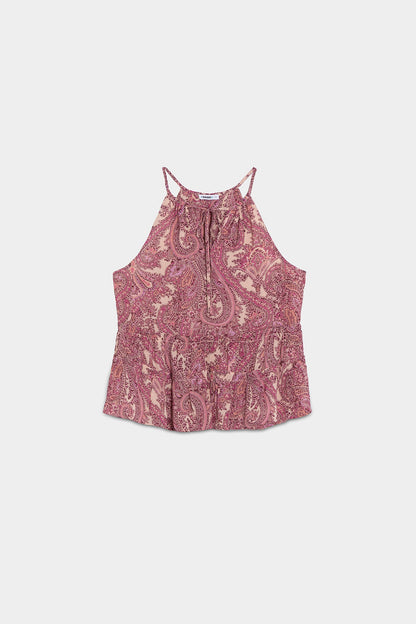 TOP HALTER ESTAMPADO VOLANTES