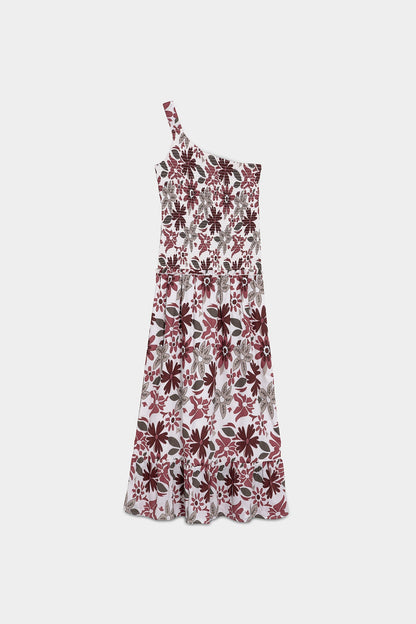 VESTIDO ASIMETRICO MIDI ESTAMPADO
