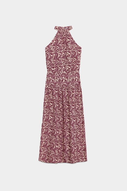 VESTIDO MIDI HALTER RAYAS