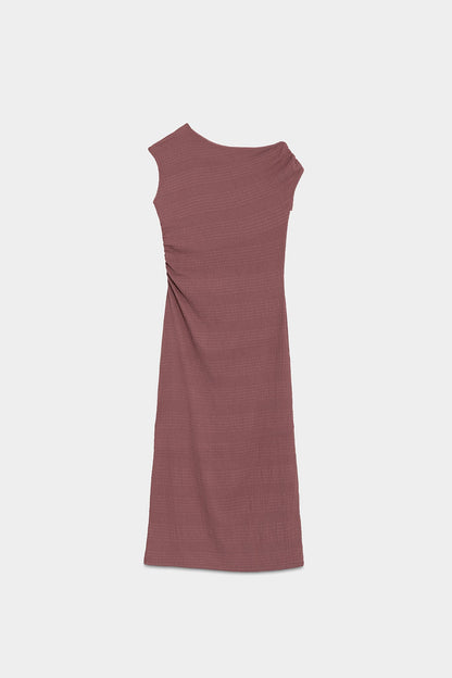 VESTIDO MIDI ASIMETRICO TEXTURA