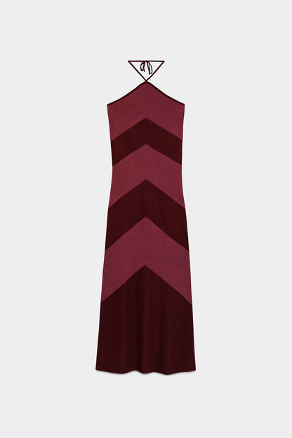 VESTIDO MIDI HALTER LUREX