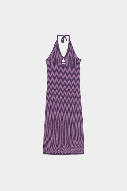 VESTIDO MIDI HALTER PUNTO