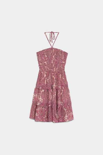 VESTIDO MINI ESTAMPADO VOLANTES