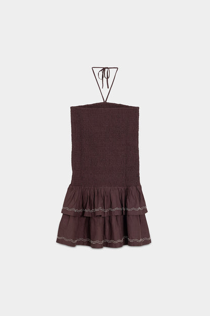 VESTIDO MINI FRUNCIDO ABALORIOS