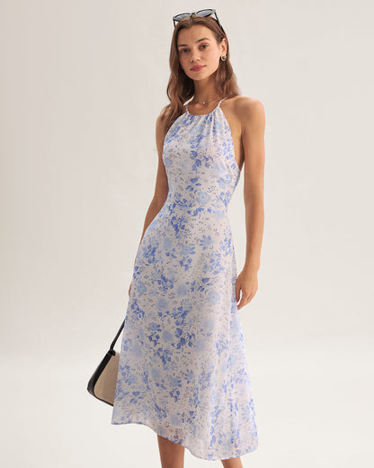 Clara - Vestido Midi Azul Floral