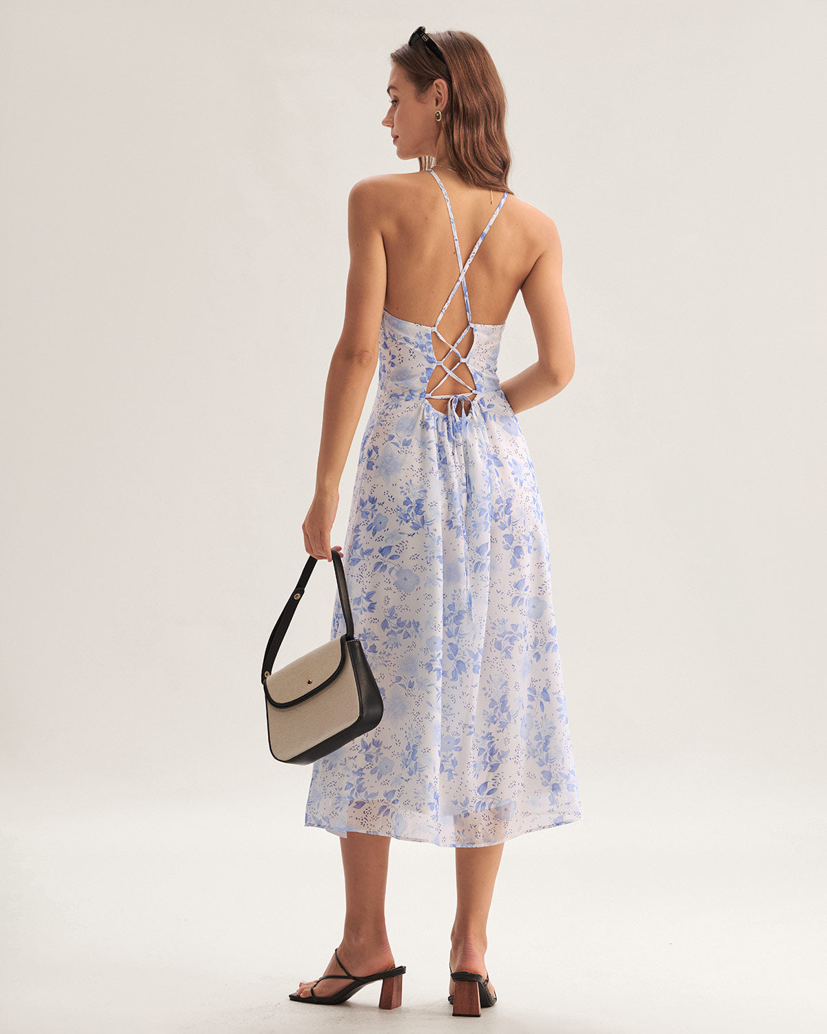 Clara - Vestido Midi Azul Floral